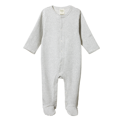 Cotton Stretch & Grow Grey Marl Stripe