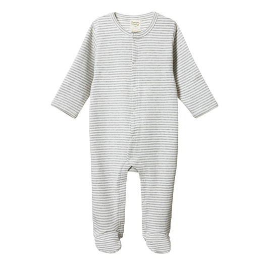 Cotton Stretch & Grow Grey Marl Stripe