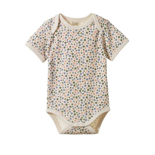 Cotton Short Sleeve Bodysuit Chamomile Blooms
