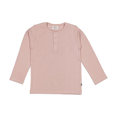 Long Sleeve Henley Rib Top - Dusty Rose