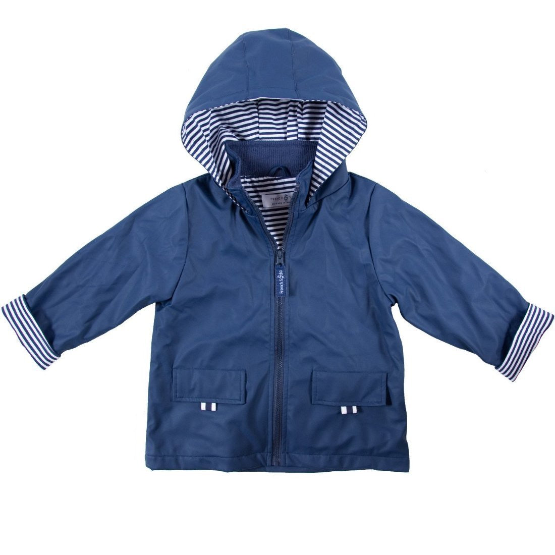 Navy Blue Zip Unisex Raincoat