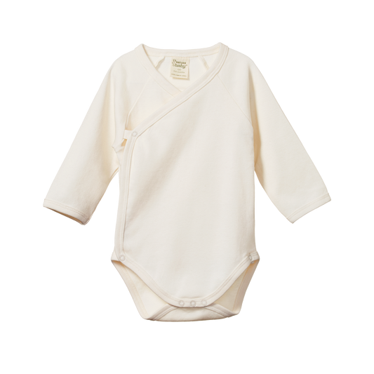 Long Sleeve Kimono Bodysuit Natural