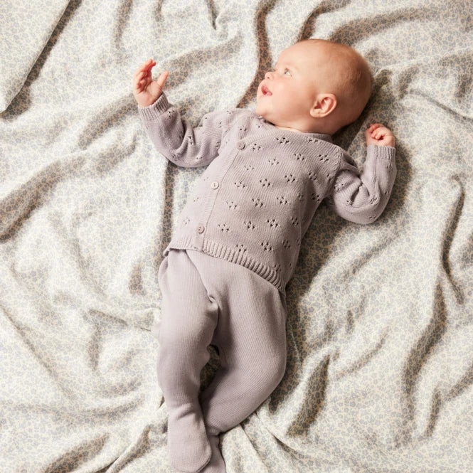 Footed Rompers Cotton Knit Lilac