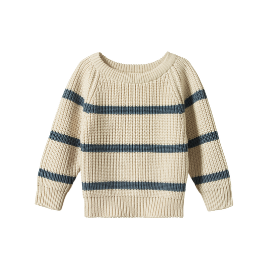 Billy Jumper Oatmeal Marl & Sky Blue Stripe