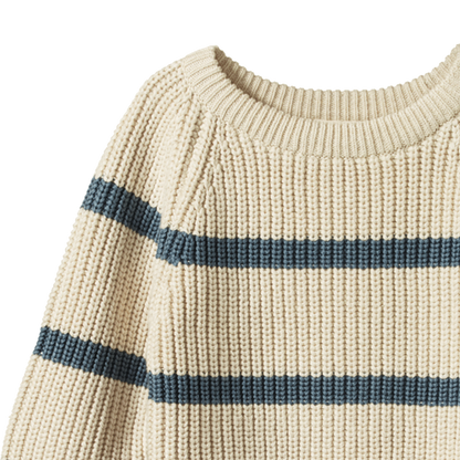 Billy Jumper Oatmeal Marl & Sky Blue Stripe
