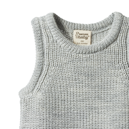 Merino Chunky Knit Vest Light Grey Marle