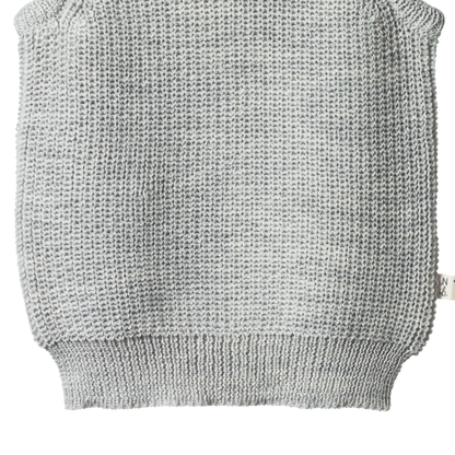 Merino Chunky Knit Vest Light Grey Marle