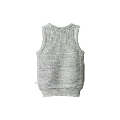 Merino Chunky Knit Vest Light Grey Marle