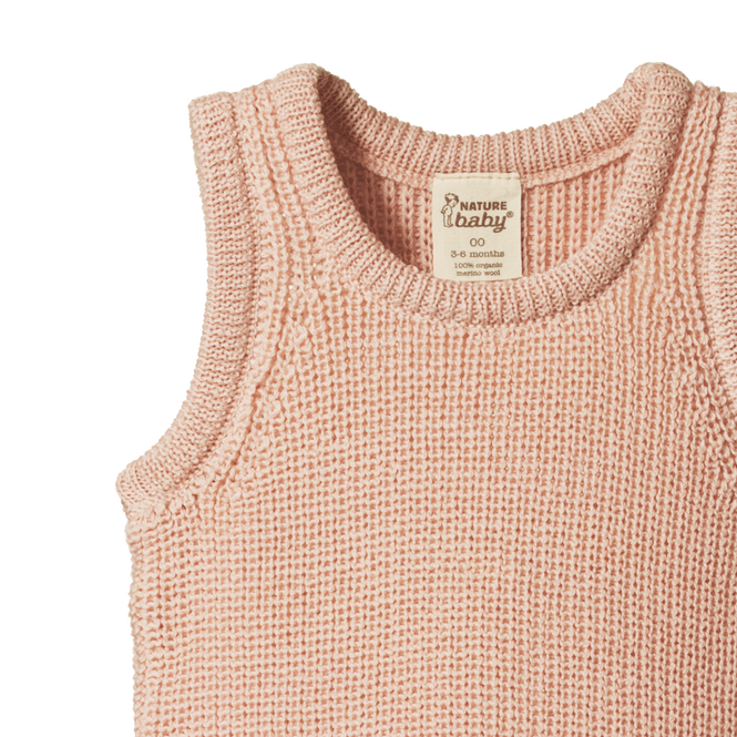 Merino Chunky Knit Vest Rose