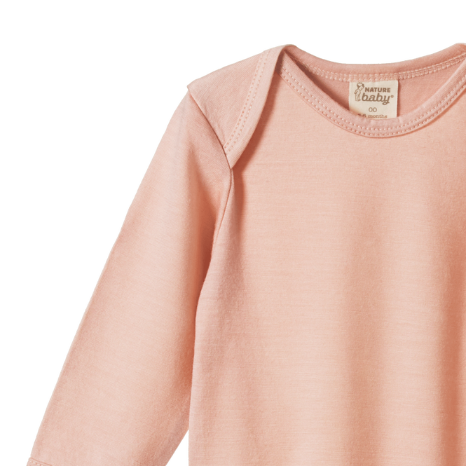 Merino Long Sleeve Bodysuit Rose Dust