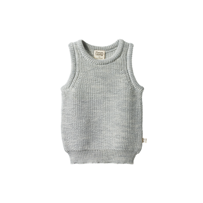 Merino Chunky Knit Vest Light Grey Marle
